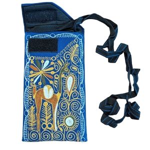 Embroidered Eyeglasses Bag in Royal Blue from Peru